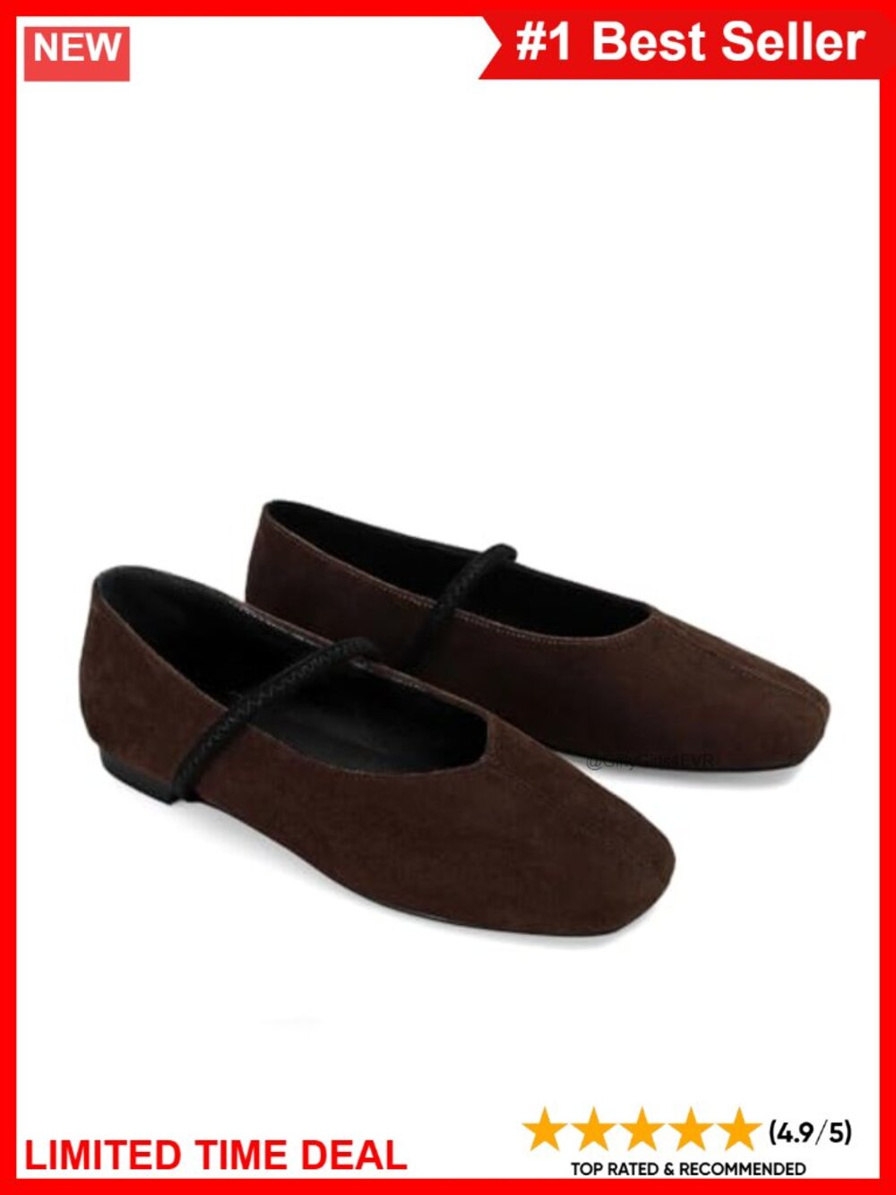 Suede Mary Jane Ballet Flats Square Toe Slip On Comfort Dress Shoes